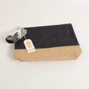 NWT Mud Pie Color Pop Jute Case - Black & Natural Clutch/Wristlet